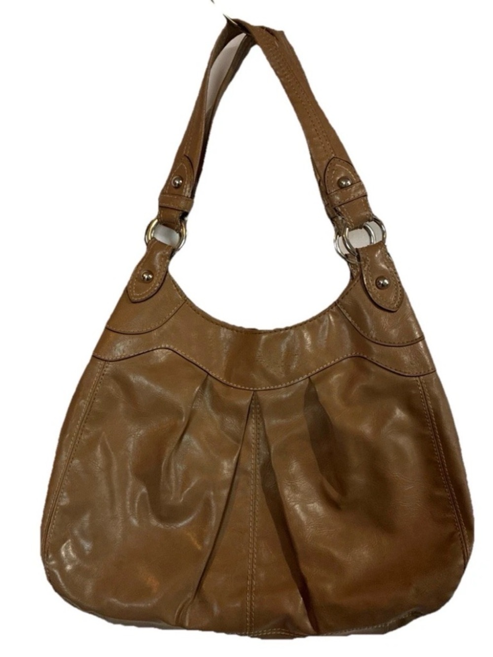 Vintage- Nine West-Brown Faux Leather Big Purse By Big Bag Classic Circa 1990’s